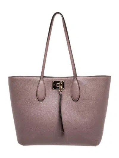 Pre-owned Ferragamo Leather Tote In Purple