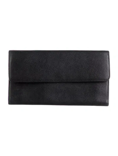 Pre-owned Ferragamo Leather Trifold Wallet In Black
