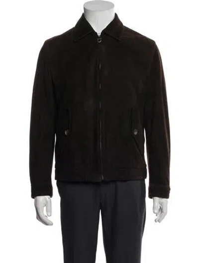 Pre-owned Ferragamo Leather Trucker Jacket In Brown