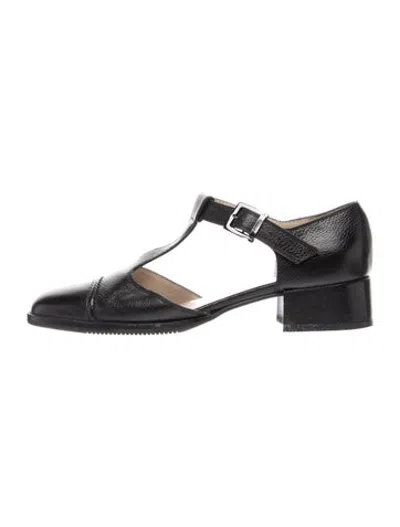 Pre-owned Ferragamo Leather T-strap Pumps In Black