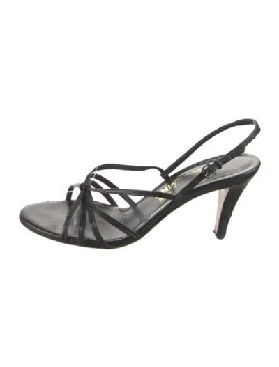 Pre-owned Ferragamo Leather T-strap Sandals In Black