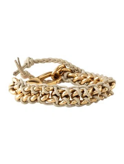 Pre-owned Ferragamo Leather Twist Link Bracelet, 6.25" In Neutrals