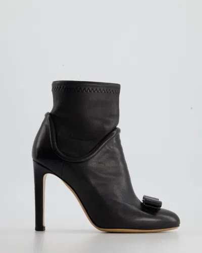 Ferragamo Leather Vara Ankle Boots In Black