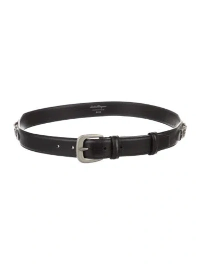Pre-owned Ferragamo Leather Waist Belt In Black