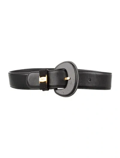 Pre-owned Ferragamo Leather Waist Belt In Black