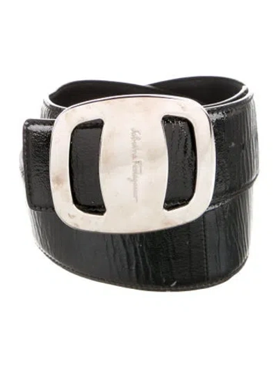 Pre-owned Ferragamo Leather Waist Belt In Black
