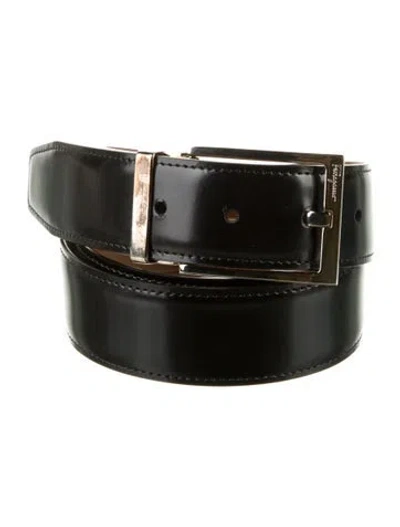 Pre-owned Ferragamo Leather Waist Belt In Black