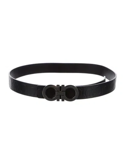 Pre-owned Ferragamo Leather Waist Belt In Black