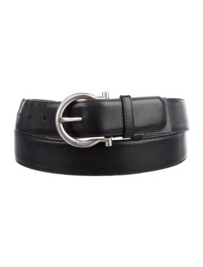 Pre-owned Ferragamo Leather Waist Belt In Black