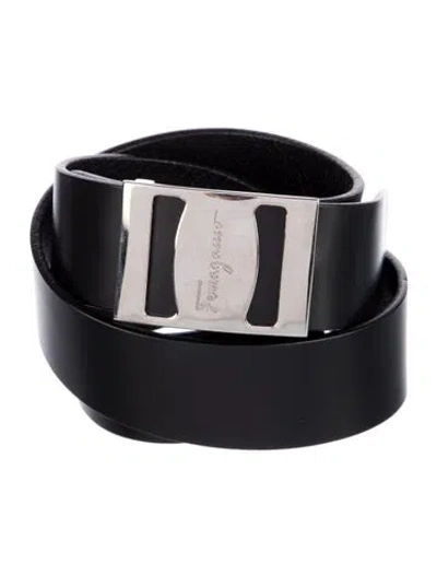 Pre-owned Ferragamo Leather Waist Belt In Black