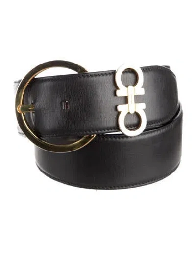 Pre-owned Ferragamo Leather Waist Belt In Black