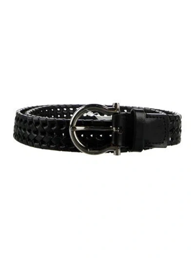 Pre-owned Ferragamo Leather Waist Belt In Black