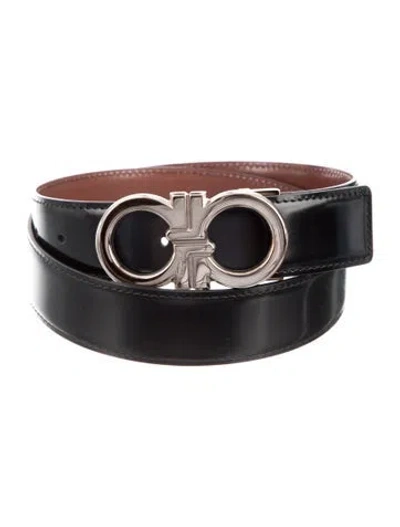 Pre-owned Ferragamo Leather Waist Belt In Black