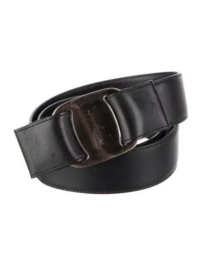 Pre-owned Ferragamo Leather Waist Belt In Black