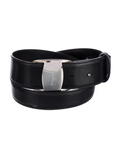 Pre-owned Ferragamo Leather Waist Belt In Black