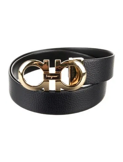 Pre-owned Ferragamo Leather Waist Belt In Black