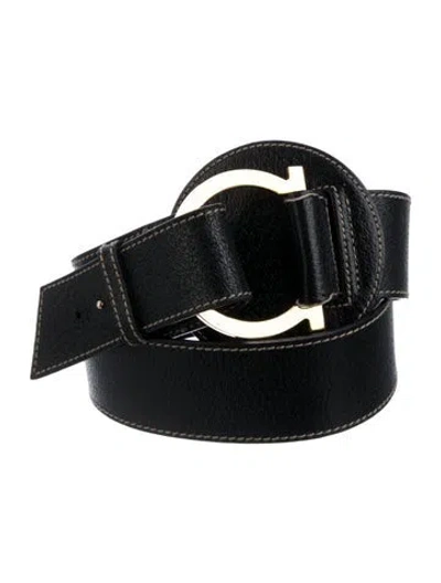 Pre-owned Ferragamo Leather Waist Belt In Black