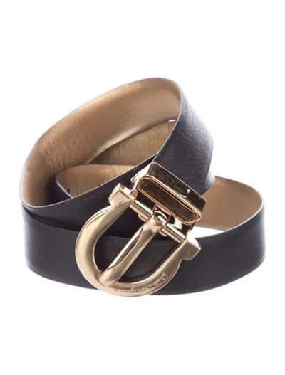 Pre-owned Ferragamo Leather Waist Belt In Black