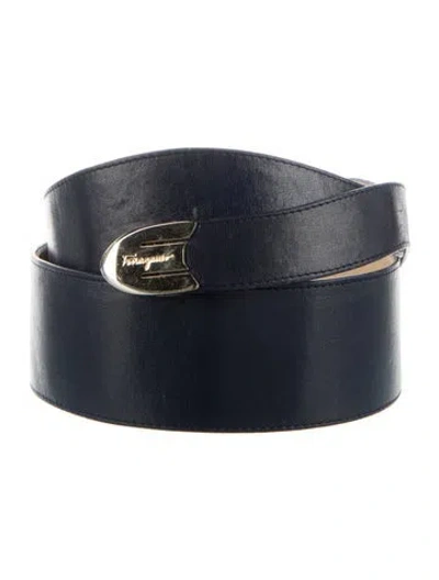 Pre-owned Ferragamo Leather Waist Belt In Blue