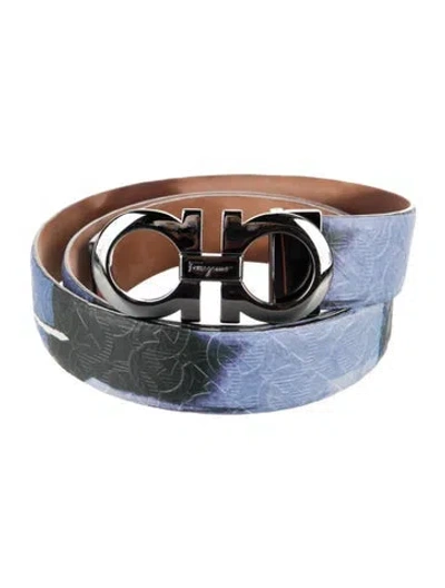 Pre-owned Ferragamo Leather Waist Belt In Blue