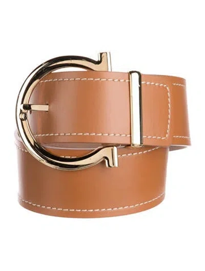 Pre-owned Ferragamo Leather Waist Belt In Brown