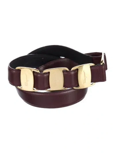 Pre-owned Ferragamo Leather Waist Belt In Burgundy