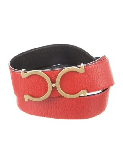 Pre-owned Ferragamo Leather Waist Belt In Red