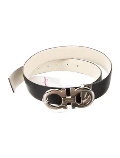 Pre-owned Ferragamo Leather Waist Belt W/ Tags In Black