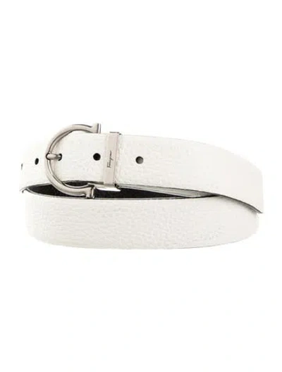Pre-owned Ferragamo Leather Waist Belt In White
