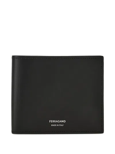 Ferragamo Logo-stamp Leather Wallet In Black