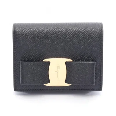 Pre-owned Ferragamo Leather Wallet (bi-fold) () In Black