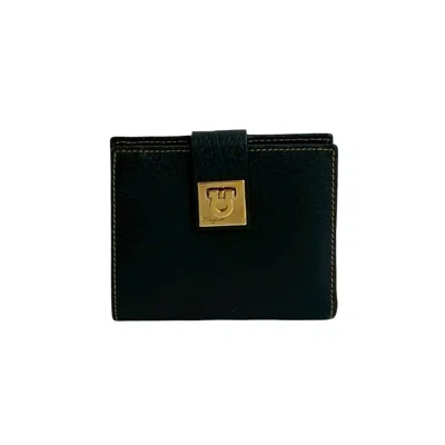 Pre-owned Ferragamo Leather Wallet (bi-fold) () In Black
