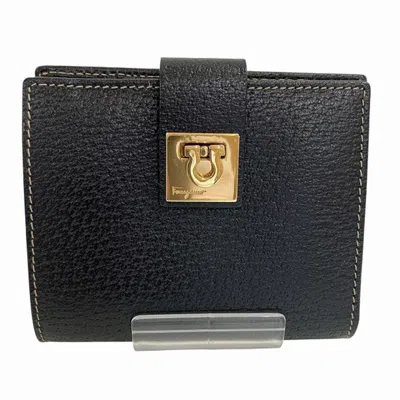 Pre-owned Ferragamo Leather Wallet (bi-fold) () In Black