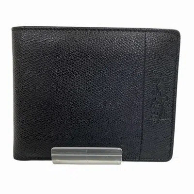 Pre-owned Ferragamo Leather Wallet (bi-fold) () In Black