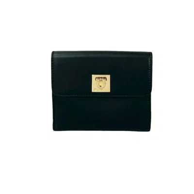 Pre-owned Ferragamo Leather Wallet (bi-fold) () In Black
