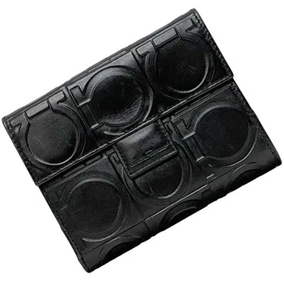 Pre-owned Ferragamo Leather Wallet (bi-fold) () In Black