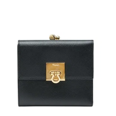 Pre-owned Ferragamo Leather Wallet (bi-fold) () In Black