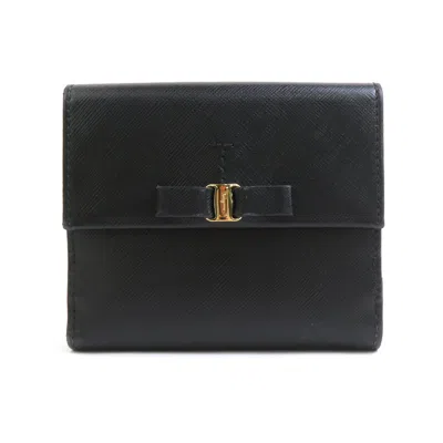 Pre-owned Ferragamo Leather Wallet (bi-fold) () In Black