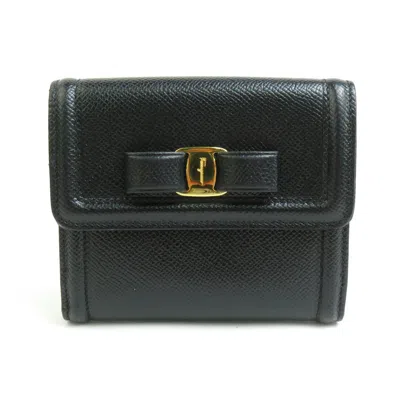 Pre-owned Ferragamo Leather Wallet (bi-fold) () In Black