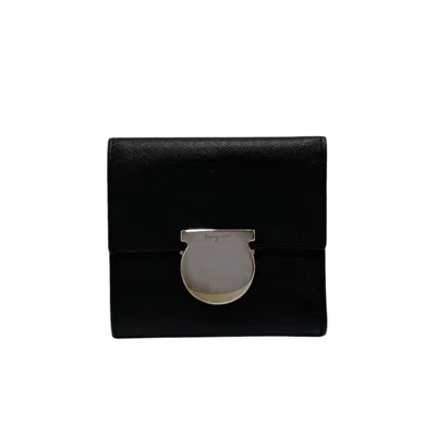 Pre-owned Ferragamo Leather Wallet (bi-fold) () In Black