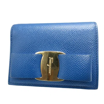 Pre-owned Ferragamo Leather Wallet (bi-fold) () In Blue