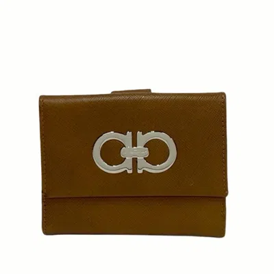 Pre-owned Ferragamo Leather Wallet (bi-fold) () In Brown