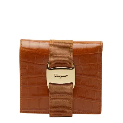 Pre-owned Ferragamo Leather Wallet (bi-fold) () In Brown