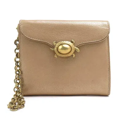 Pre-owned Ferragamo Leather Wallet (bi-fold) () In Gold