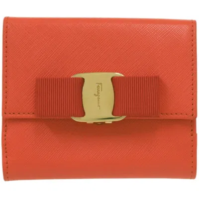 Pre-owned Ferragamo Leather Wallet (bi-fold) () In Orange