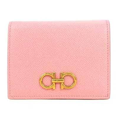 Pre-owned Ferragamo Leather Wallet (bi-fold) () In Pink