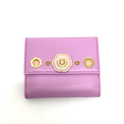 Pre-owned Ferragamo Leather Wallet (bi-fold) () In Purple
