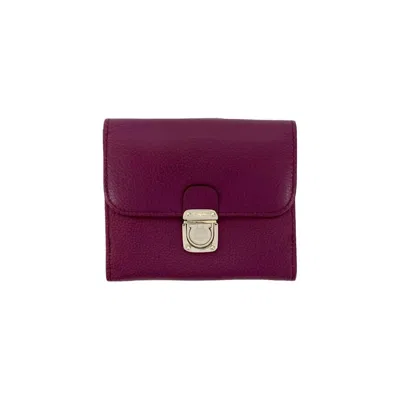 Pre-owned Ferragamo Leather Wallet (bi-fold) () In Purple