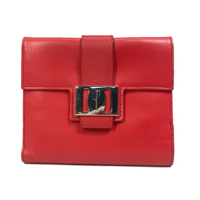 Pre-owned Ferragamo Leather Wallet (bi-fold) () In Red