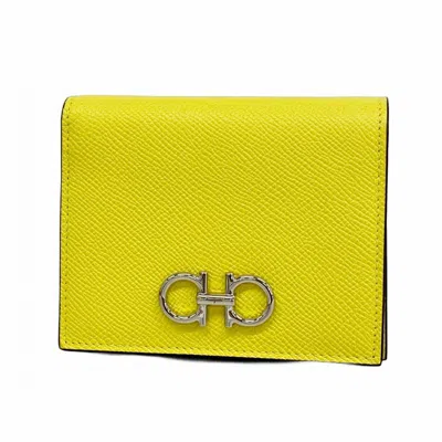 Pre-owned Ferragamo Leather Wallet (bi-fold) () In Yellow
